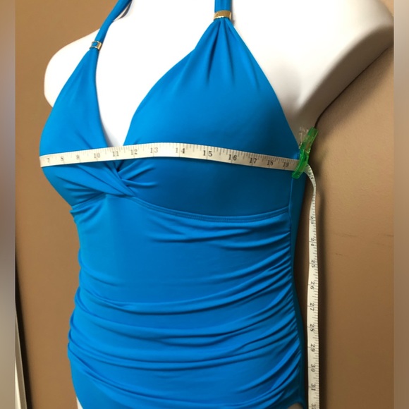 Blue One-pieces Tie Neck Swimsuit - Picture 4 of 12